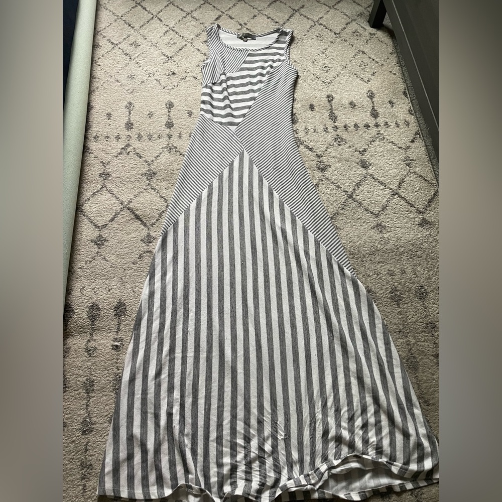 Grey and white maxi dress